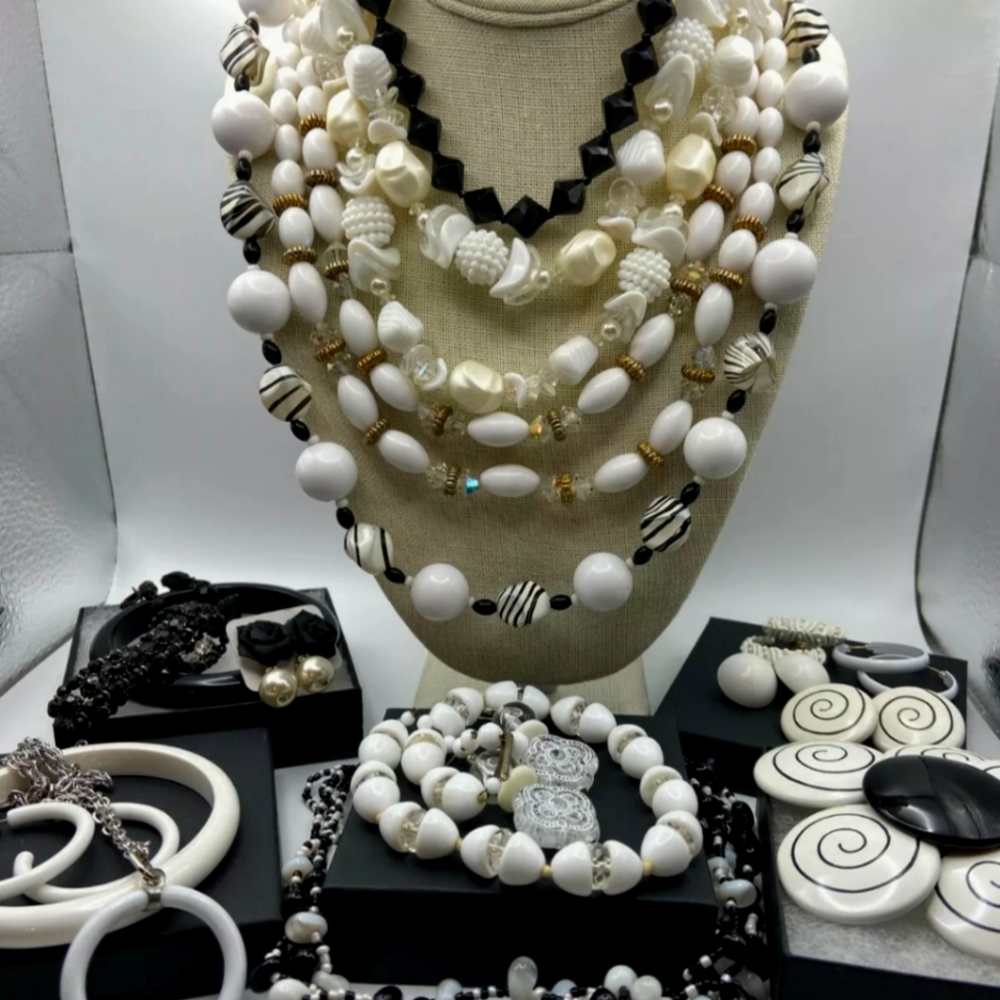 Huge lot of Black & white jewelry